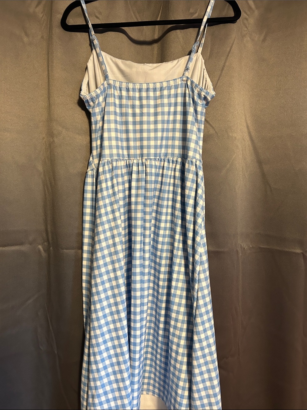 Blue and White Gingham Spaghetti-Strap Women’s Dress - Picture 2 of 2